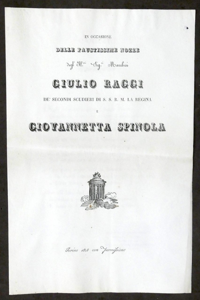 Nozze dei marchesi Giulio Raggi con Giovannetta Spinola - Sonetto … | Immagine principale