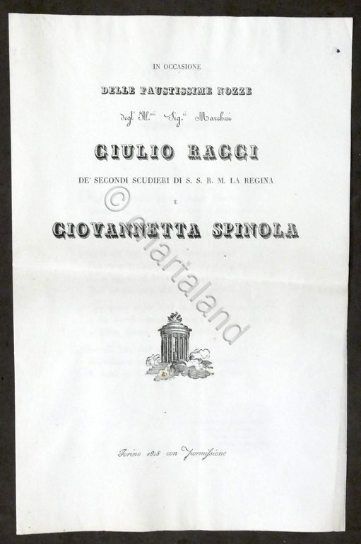 Nozze dei marchesi Giulio Raggi con Giovannetta Spinola - Sonetto … | Immagine Gallery 3