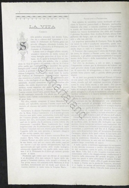 Numero unico - Per sua Eminenza il Cardinale Ferrari Arcivescovo …