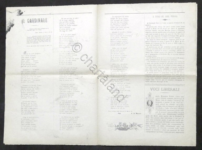 Numero unico - Per sua Eminenza il Cardinale Ferrari Arcivescovo …