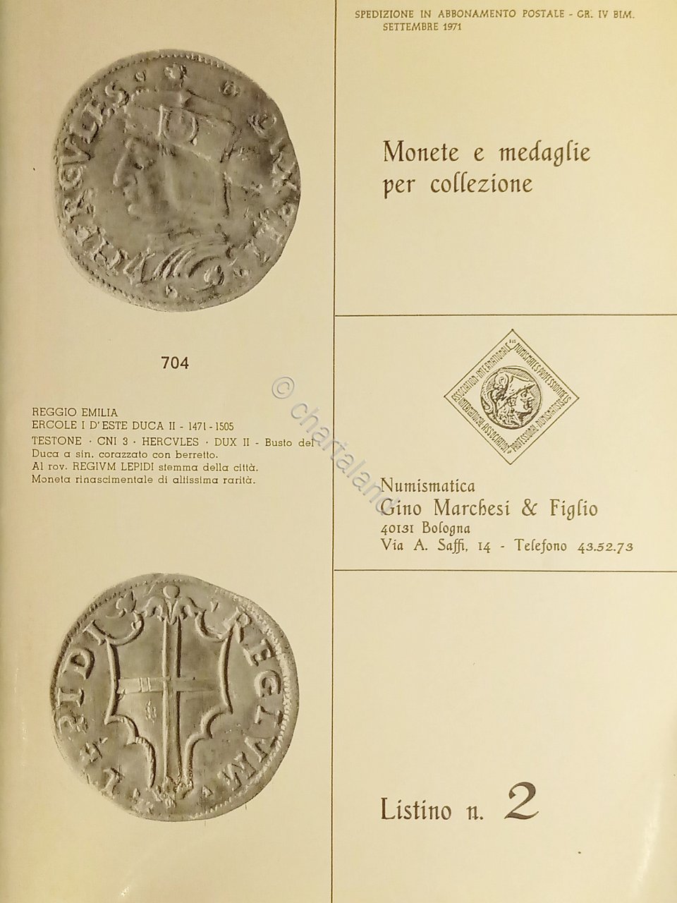 Numismatica - Monete e Medaglie per collezione - Listino N. …