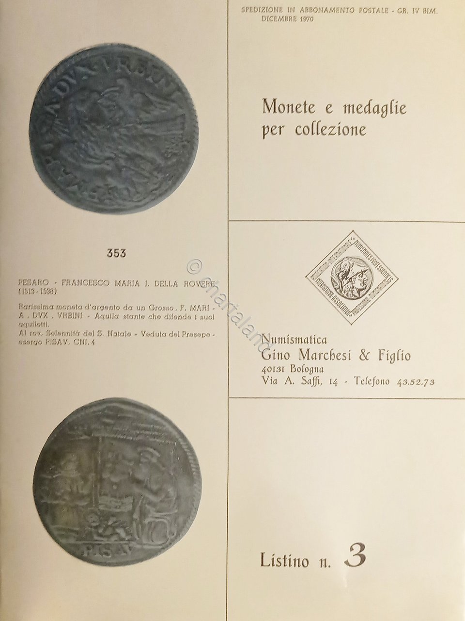 Numismatica - Monete e Medaglie per collezione - Listino N. …