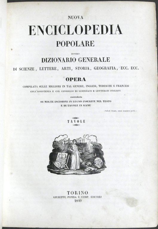 Nuova Enciclopedia Popolare Dizionario generale scienze lettere... TAVOLE - 1849