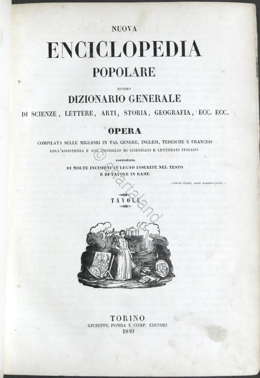 Nuova Enciclopedia Popolare Dizionario generale scienze lettere... TAVOLE - 1849