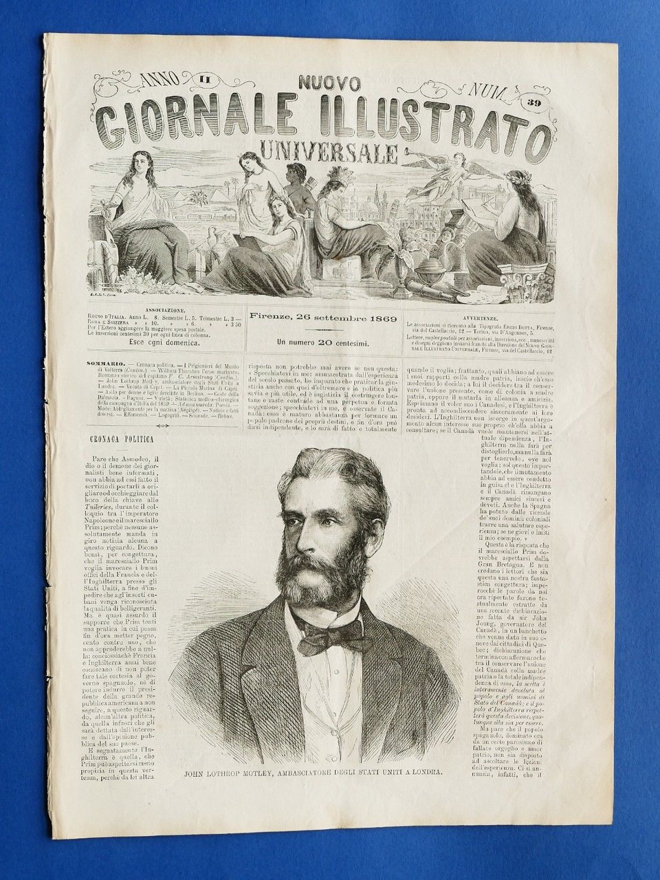 Nuovo Giornale Illustrato - Ambasciatore John L. Motley - Anno …