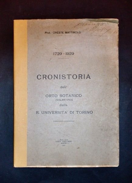 O. Mattirolo - Cronistoria orto botanico della R. Università di … | Immagine principale