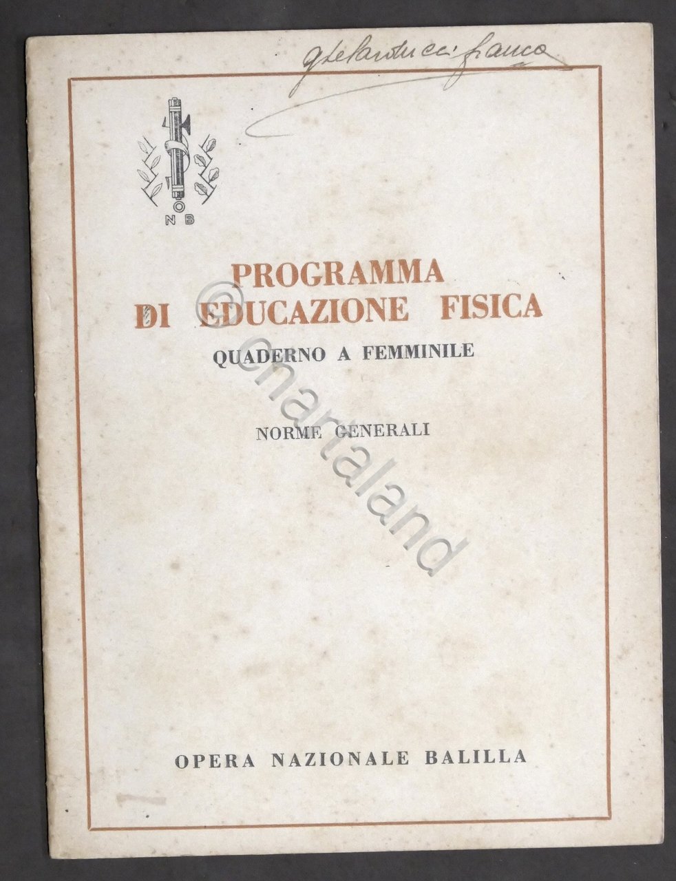 O.N.B. - Programma di educazione Fisica Quaderno A Femminile - …