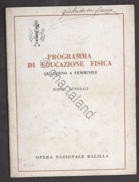 O.N.B. - Programma di educazione Fisica Quaderno A Femminile - …