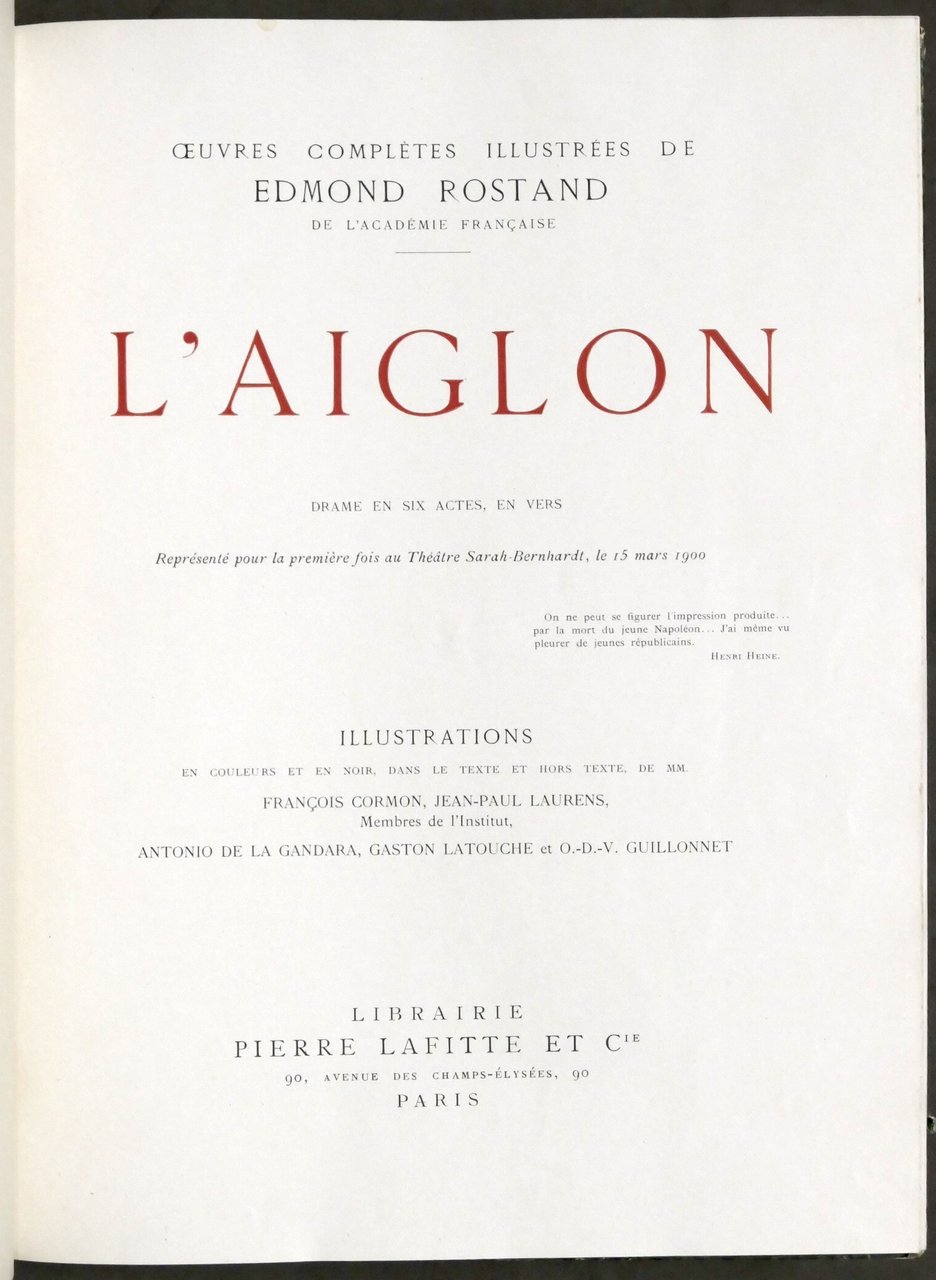 Oeuvres completes illustrées de Edmond Rostand - L'Aiglon - ed. …