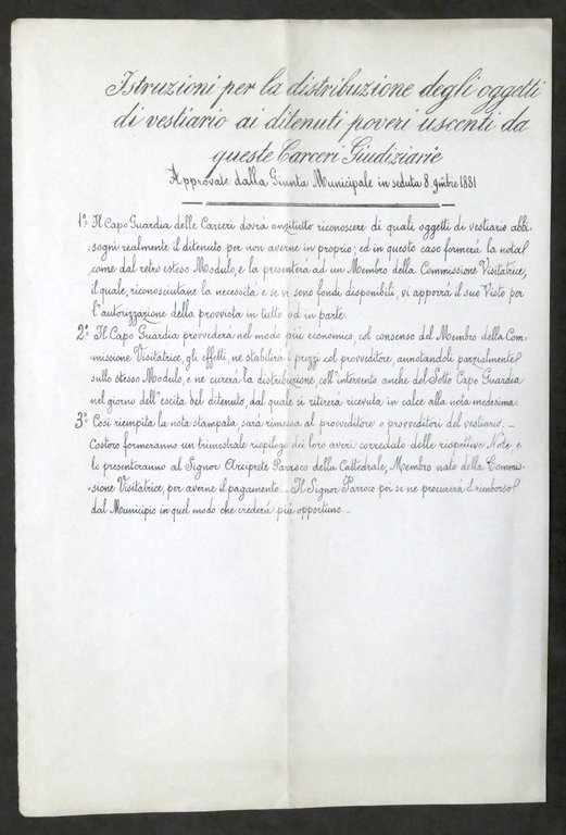 Opera Pia dei Carcerati - Alessandria - Modulo distribuzione oggetti …