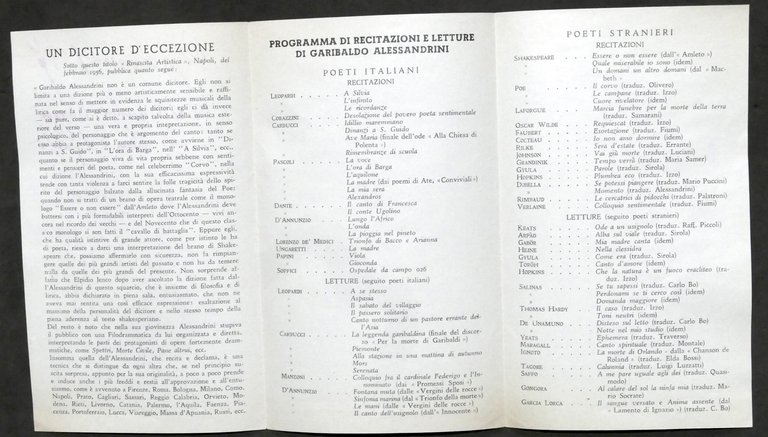Opuscolo con autografo del poeta Garibaldo Alessandrini - 1957
