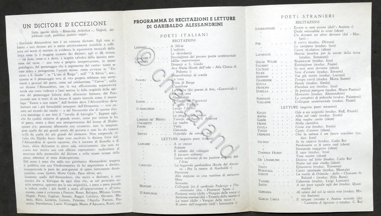 Opuscolo con autografo del poeta Garibaldo Alessandrini - 1957