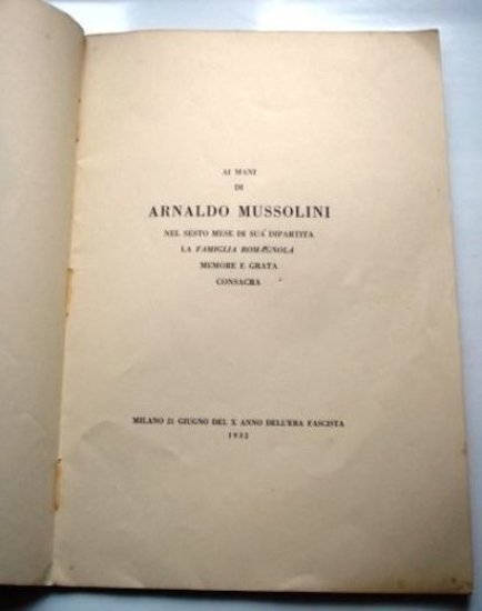 Orazione Commemorazione A. Mussolini Autografo Gray