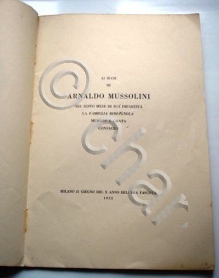 Orazione Commemorazione A. Mussolini Autografo Gray
