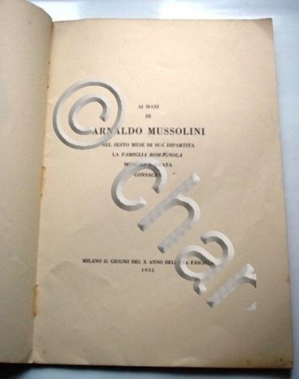 Orazione Commemorazione A. Mussolini Autografo Gray