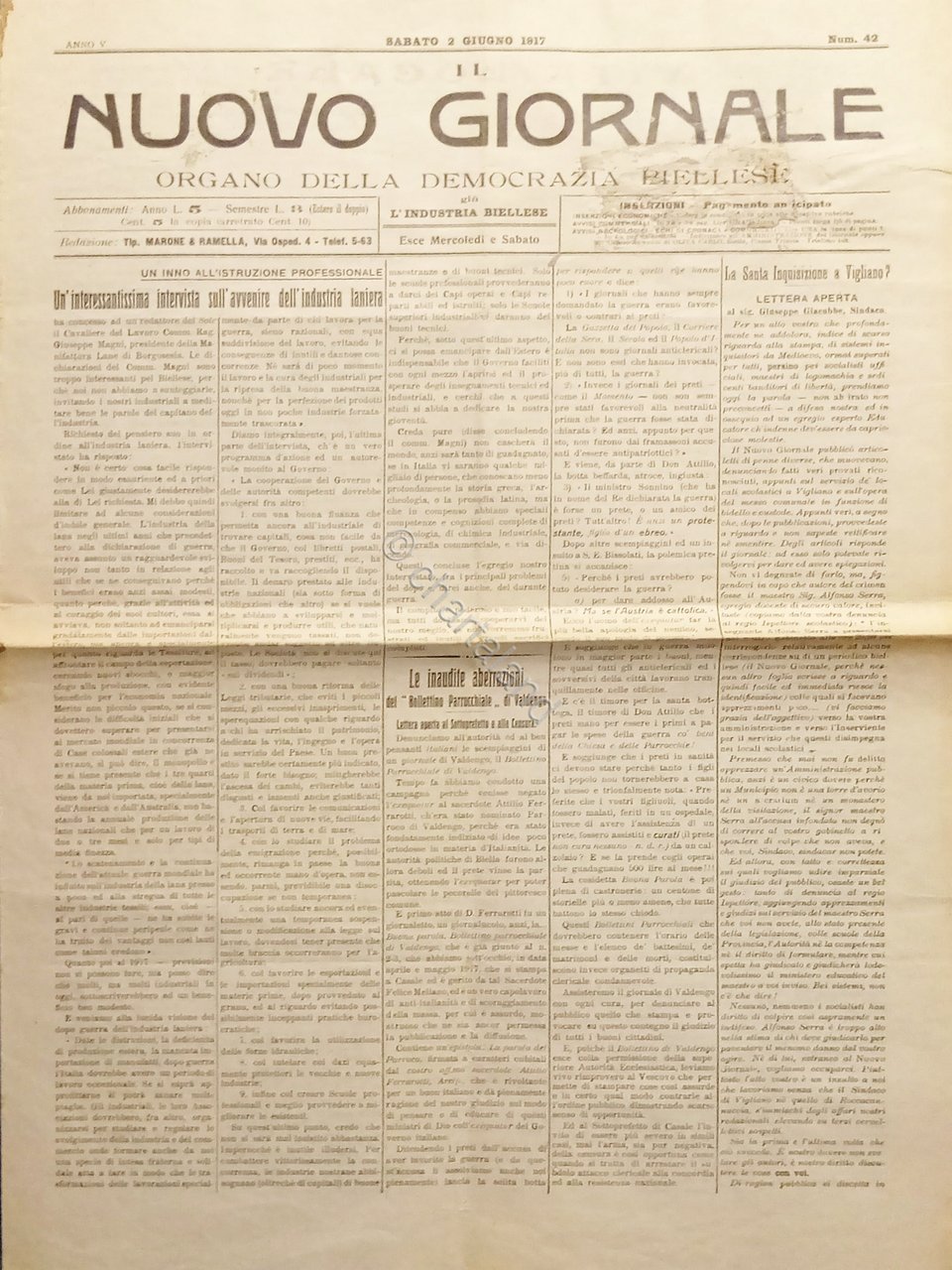 Organo della Democrazia Biellese - Il Nuovo Giornale N. 42 …