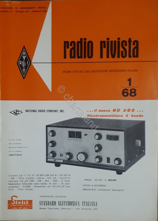 Organo Ufficiale Associazione Radiotecnica Italiana - Radio Rivista N. 1 - 1968