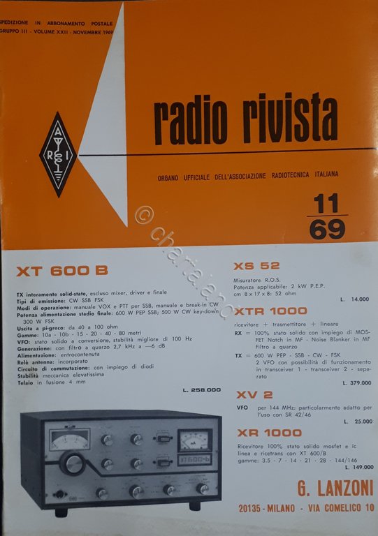 Organo Ufficiale Associazione Radiotecnica Italiana - Radio Rivista N. 11 - 1969