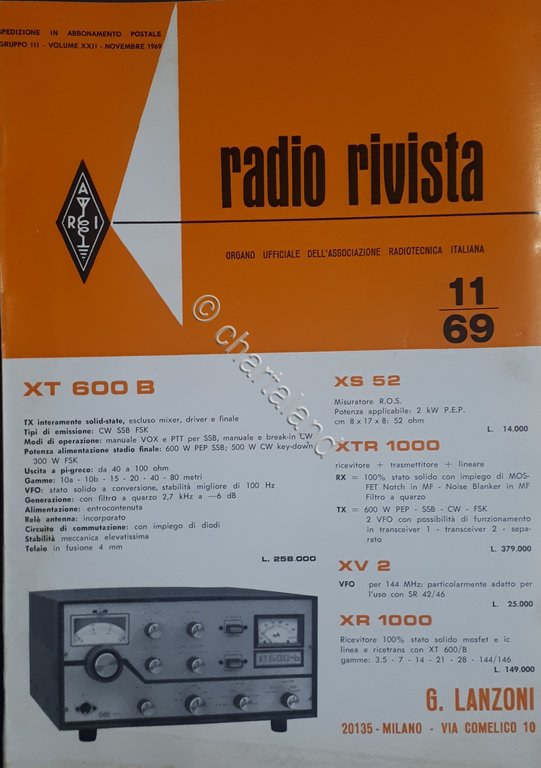 Organo Ufficiale Associazione Radiotecnica Italiana - Radio Rivista N. 11 …