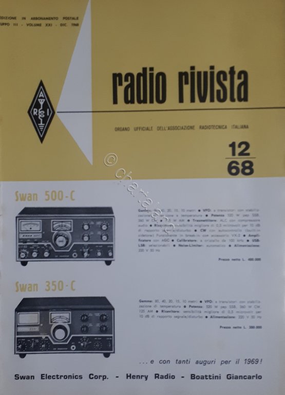 Organo Ufficiale Associazione Radiotecnica Italiana - Radio Rivista N. 12 - 1968