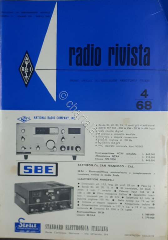 Organo Ufficiale Associazione Radiotecnica Italiana - Radio Rivista N. 4 - 1968