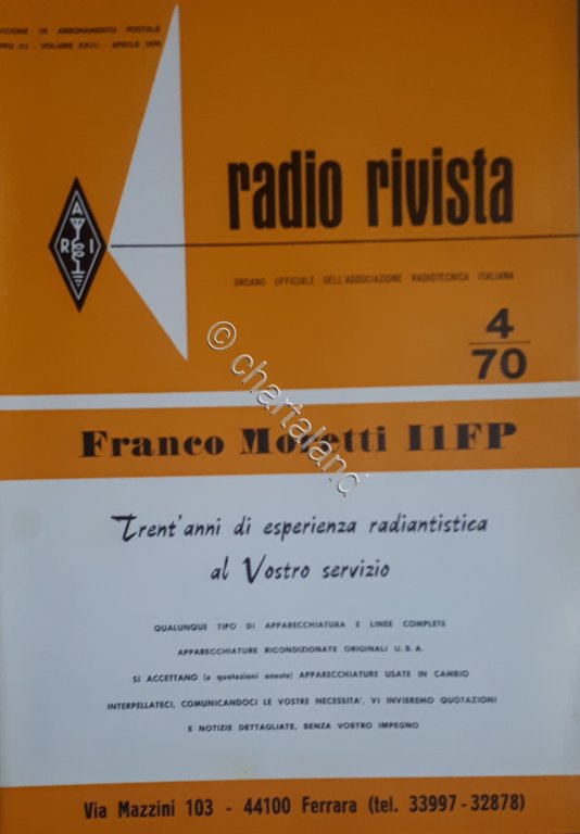 Organo Ufficiale Associazione Radiotecnica Italiana - Radio Rivista N. 4 …