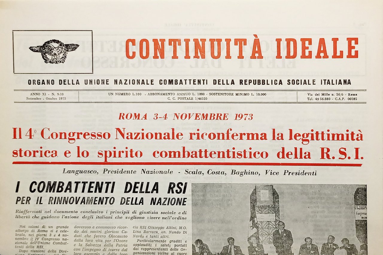 Organo Unione Nazionale Combattenti RSI - Continuità Ideale N. 9/10 …