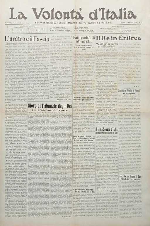 Organo Volontarismo Italiano - La Volontà d'Italia N. 40 - Il Re in Eritrea 1932