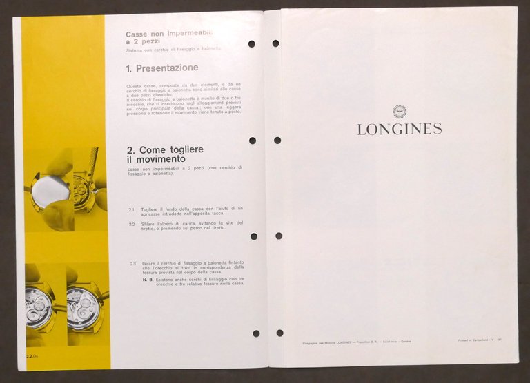 Orologi Longines - Informazioni Tecniche Casse non impermeabili a 2 …