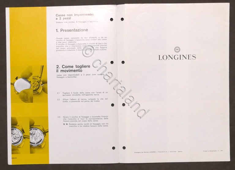 Orologi Longines - Informazioni Tecniche Casse non impermeabili a 2 …