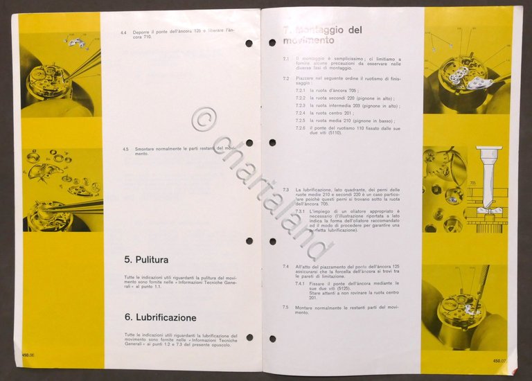 Orologi Longines Informazioni Tecniche - Calibro 450 - ed. 1971