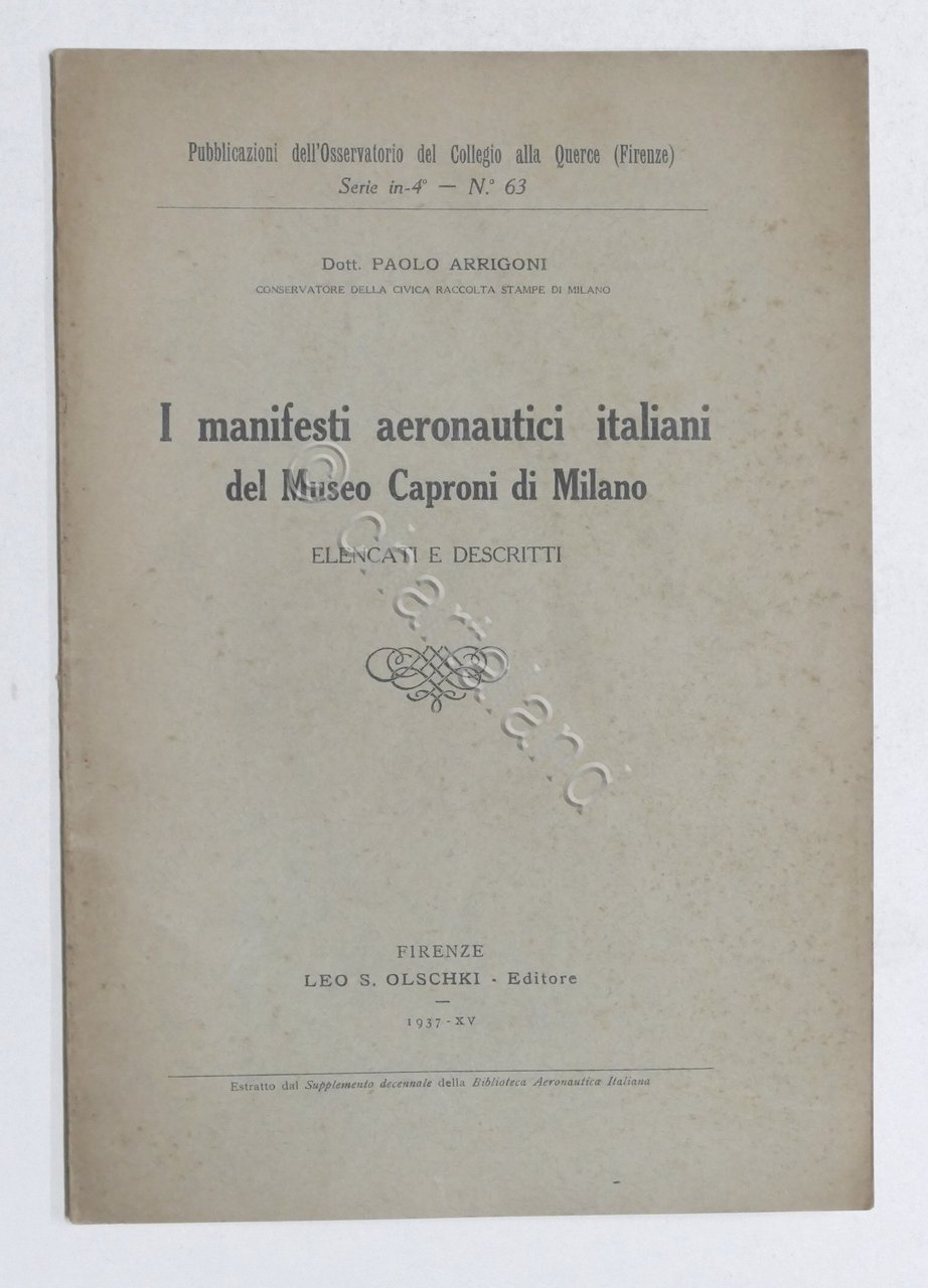 P. Arrigoni - I manifesti aeronautici italiani del Museo Caproni … | Immagine principale