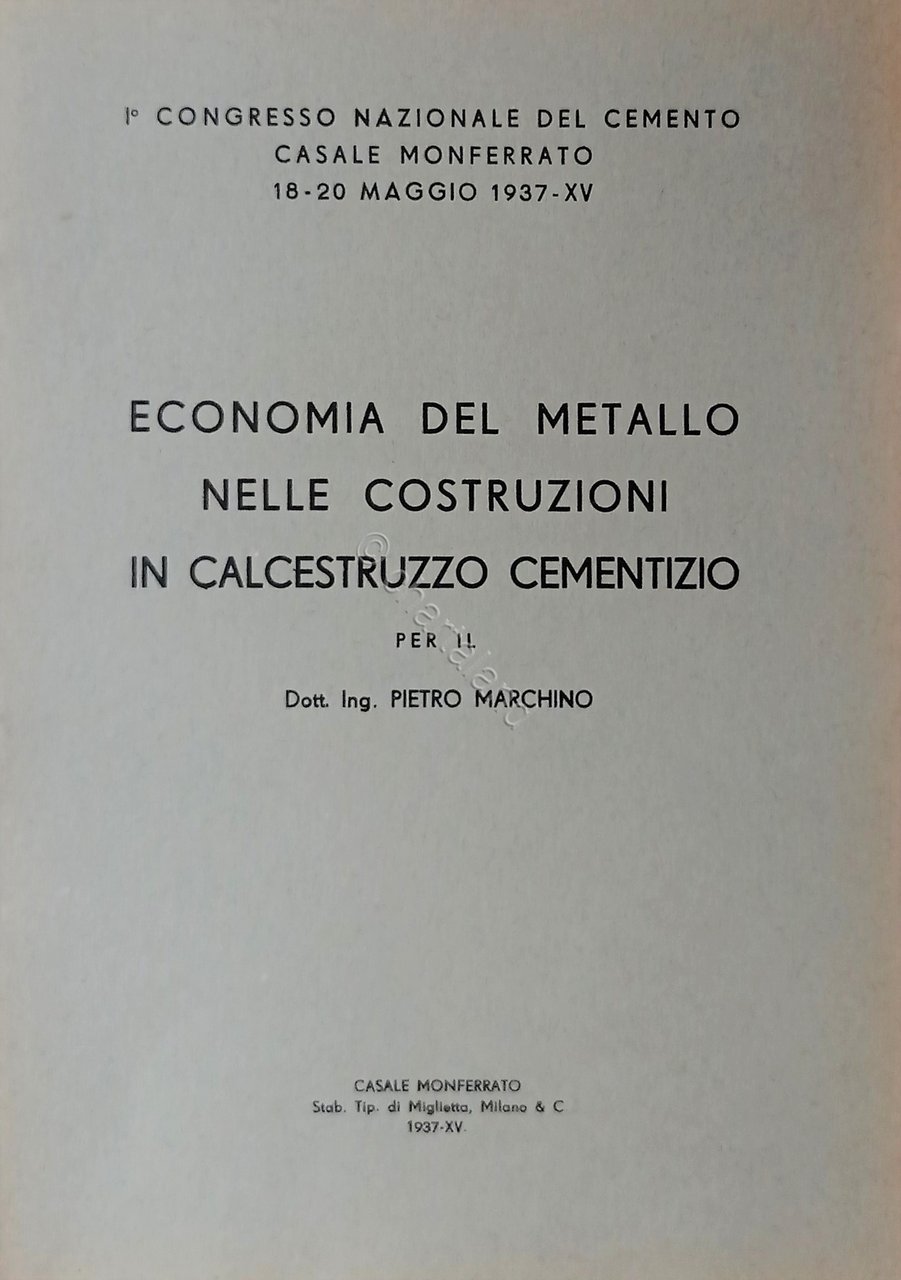 P.Marchino - Economia metallo nelle costruzioni in calcestruzzo cementizio 1937