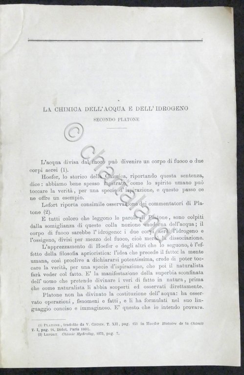 P. Palmeri - La chimica dell'acqua e dell'idrogeno secondo Platone …
