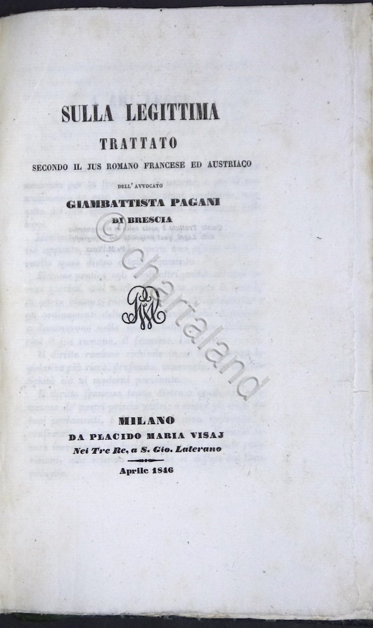 Pagani - Sulla legittima: trattato secondo jus romano francese e …