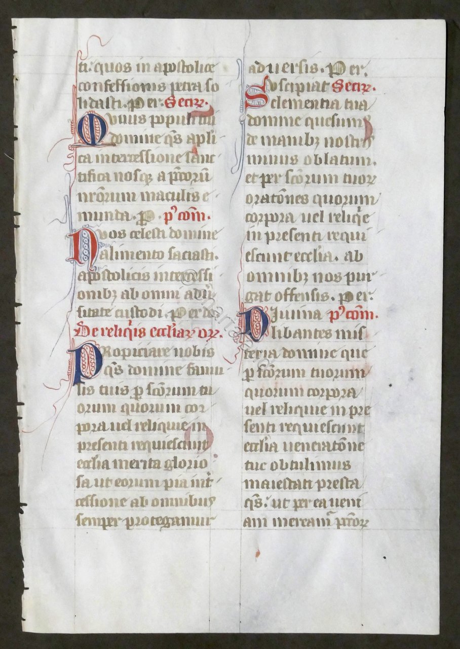 Pagina da Libro d'Ore medioevale - Manoscritta su pergamena - …