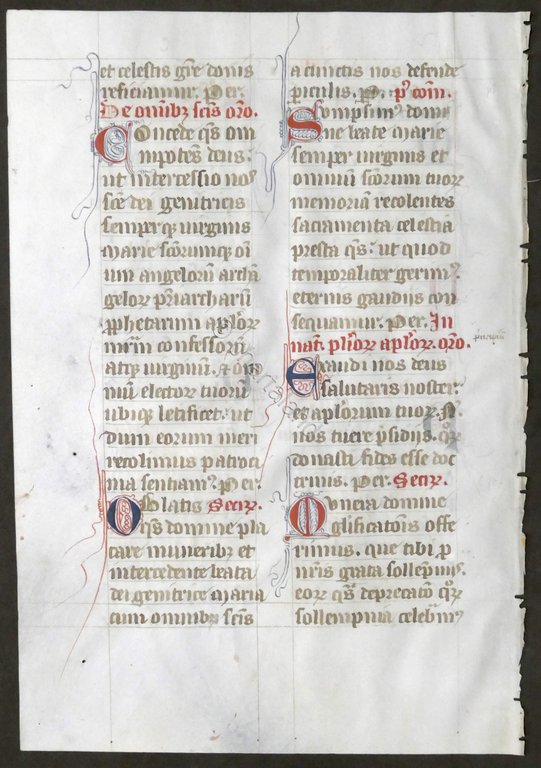 Pagina da Libro d'Ore medioevale - Manoscritta su pergamena - …