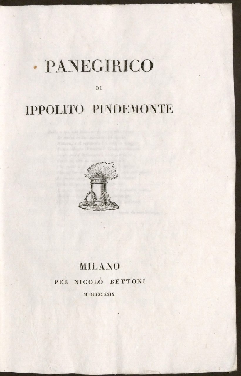 Panegirico di Ippolito Pindemonte - ed. 1829 Bettoni | Immagine principale