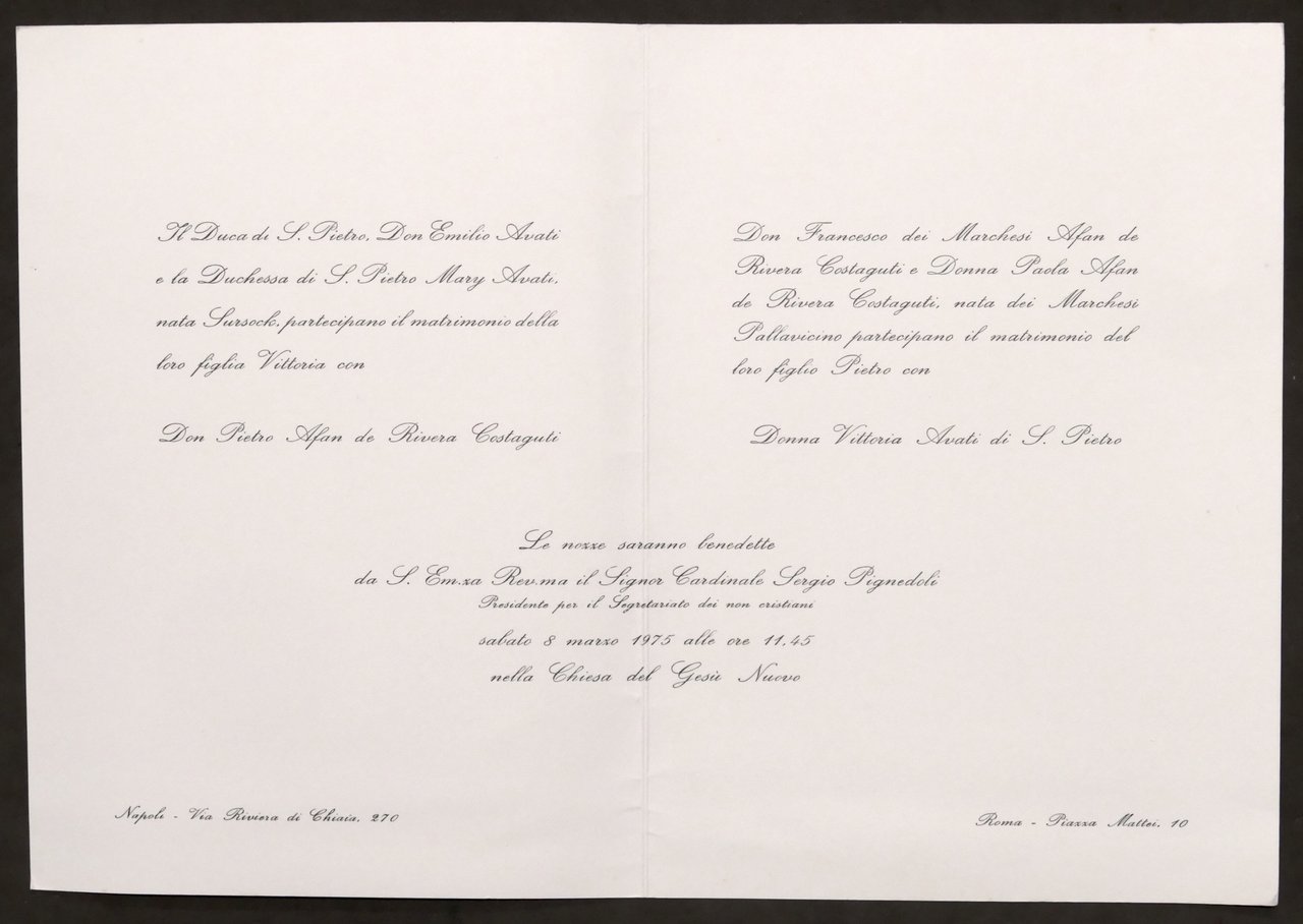 Partecipazioni invito Nozze Don Pietro de Rivera e Donna Vittoria … | Immagine principale