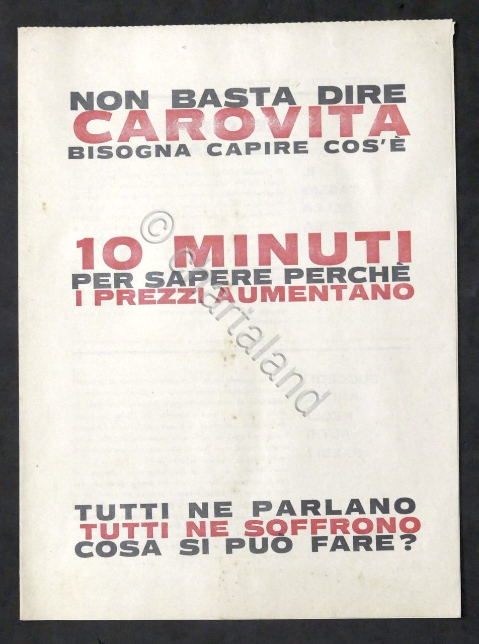 Partito Comunista Italiano P.C.I. - Opuscolo capire il carovita - …