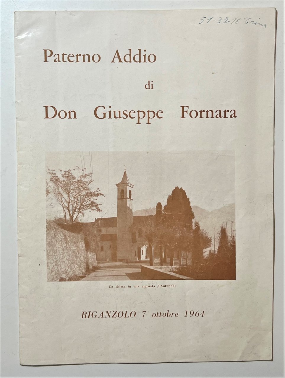 Paterno Addio di Don Giuseppe Fornara - Biganzolo, 7 Ottobre …