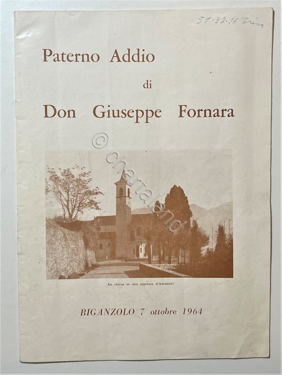 Paterno Addio di Don Giuseppe Fornara - Biganzolo, 7 Ottobre …