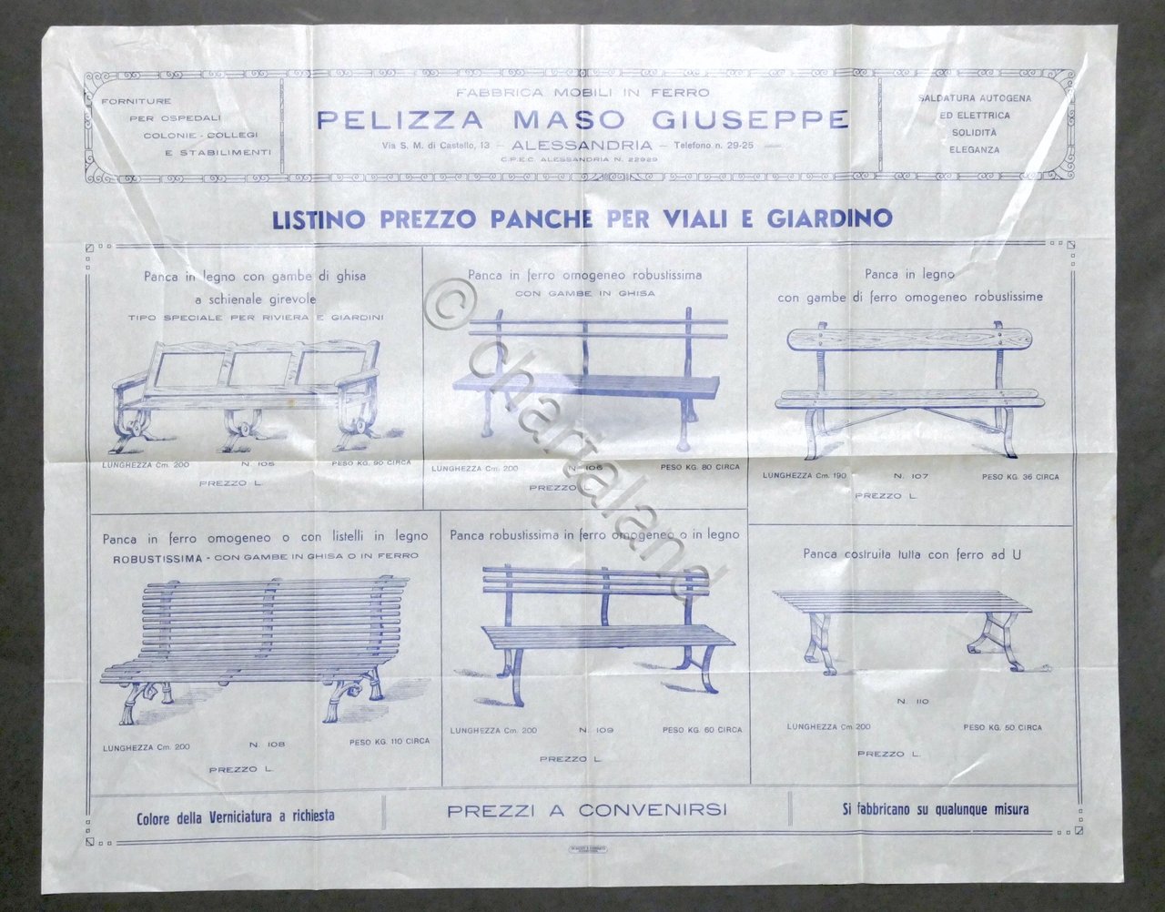 Pelizza Maso - Alessandria - Listino Prezzi Panche Viali e …