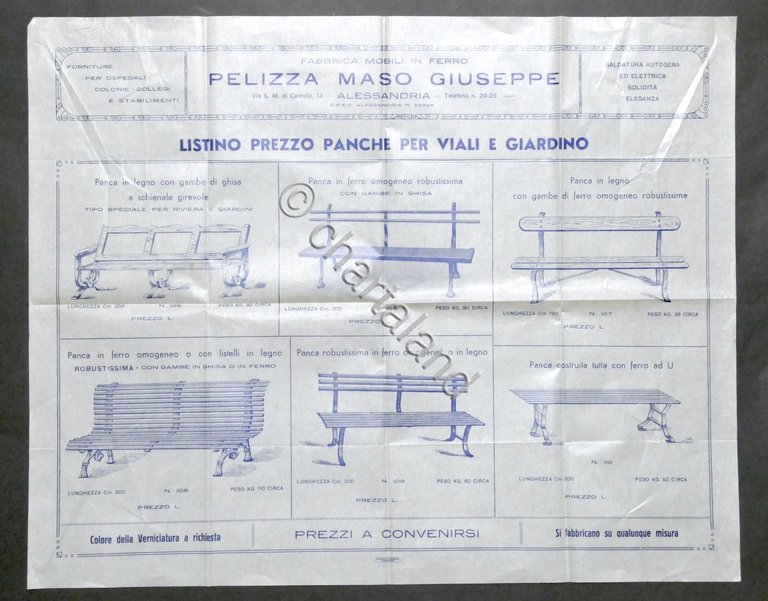 Pelizza Maso - Alessandria - Listino Prezzi Panche Viali e …