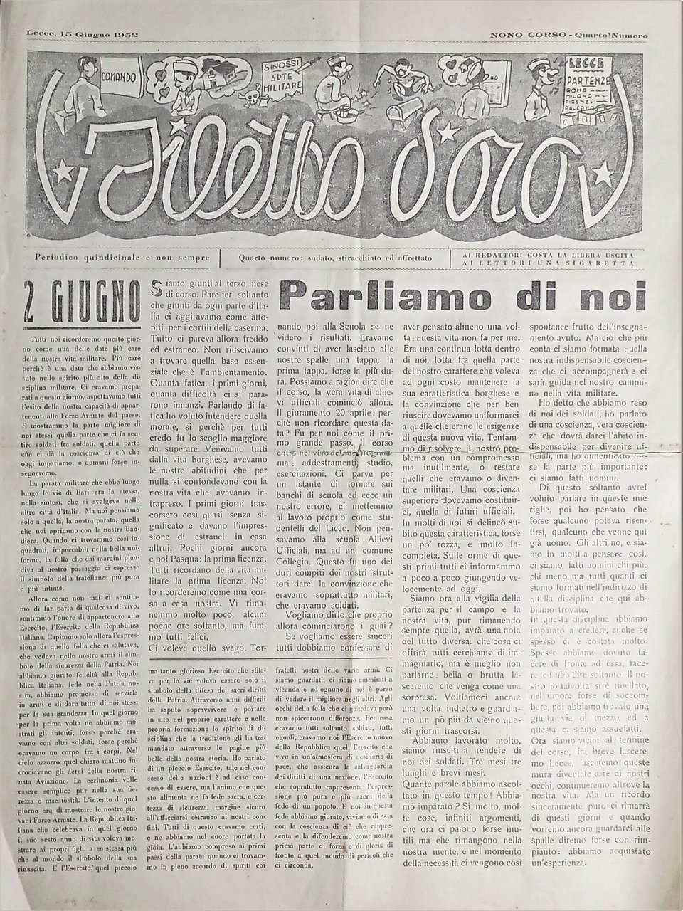 Periodico - Filetto d'Oro - Lecce, 15 Giugno 1952