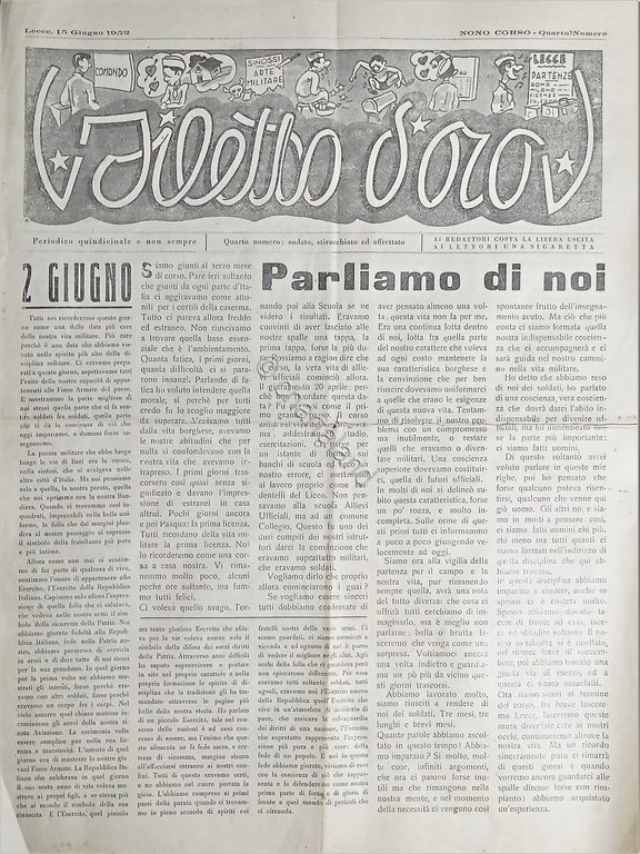 Periodico - Filetto d'Oro - Lecce, 15 Giugno 1952