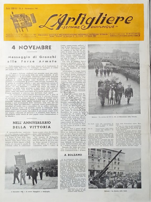 Periodico - L'Artigliere Sempre e Dovunque N. 5 - 1960 …