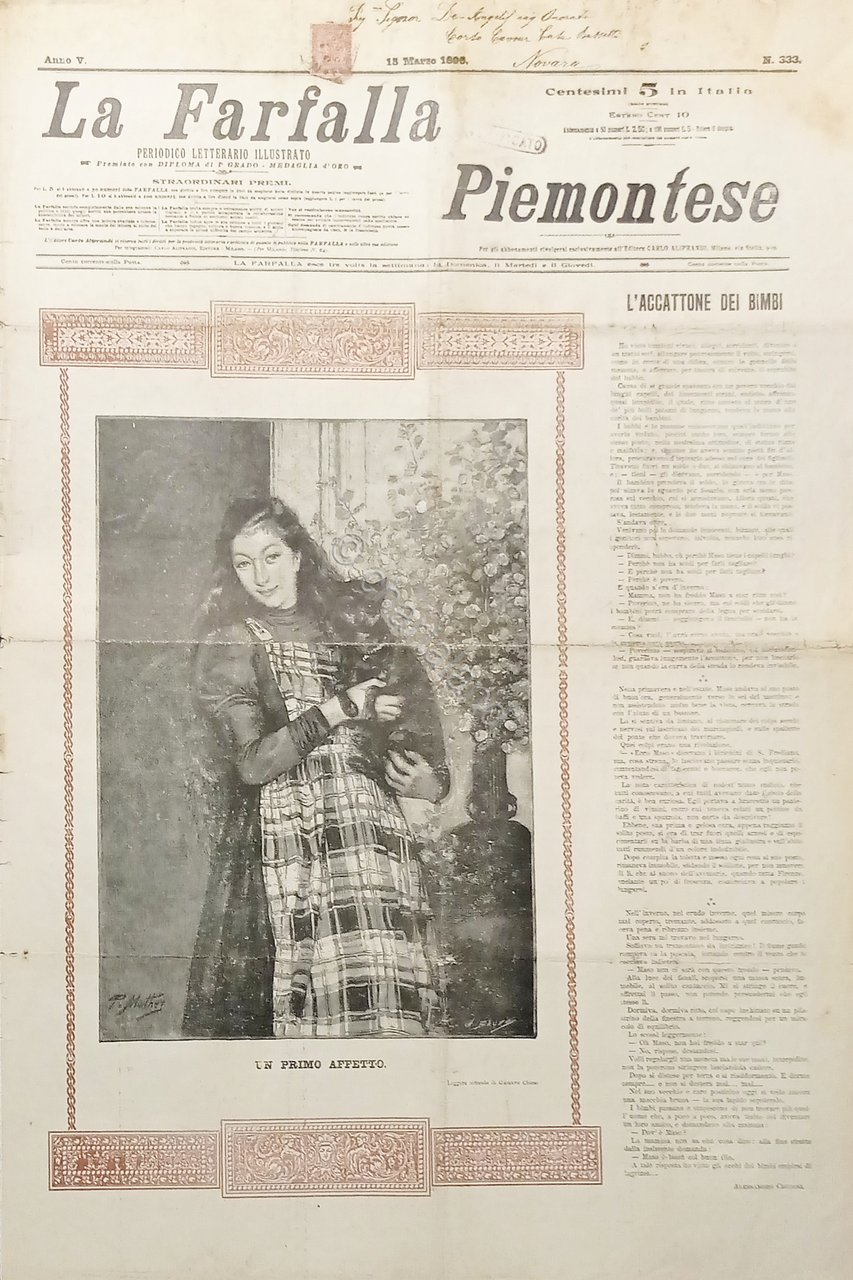 Periodico Letterario - La Farfalla Piemontese N. 333 - Un …