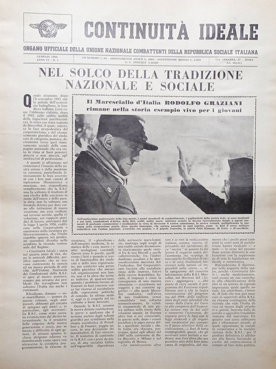 Periodico Unione Nazionale Combattenti RSI - Continuità Ideale N. 1 …