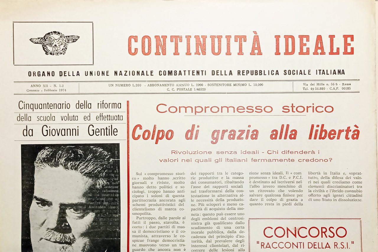 Periodico Unione Nazionale Combattenti RSI - Continuità Ideale N. 1/2 …